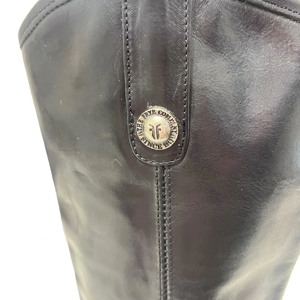 FRYE Melissa Button‎ Lug Equestrian-Inspired Tall Boots in Black Women's Size 6